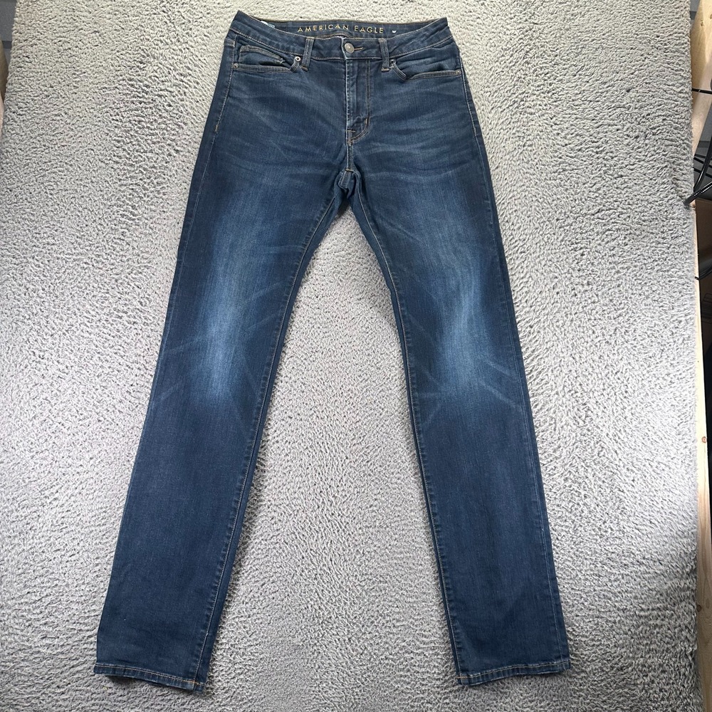 American Eagle Outfitters Flex Jeans Men 30x36 Blue Denim Straight Faded Stretch